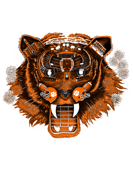 Clemson - THE TIGER WITHIN Official Art Print in Orange, Black & White