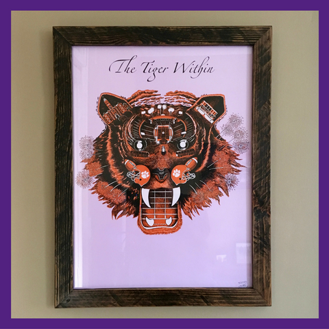 Clemson - THE TIGER WITHIN Official Art Print in Orange, Black & White
