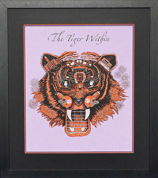 Clemson - THE TIGER WITHIN Official Art Print in Orange, Black & White